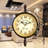 Retro Double Side Rotating Wall Hanging Clock